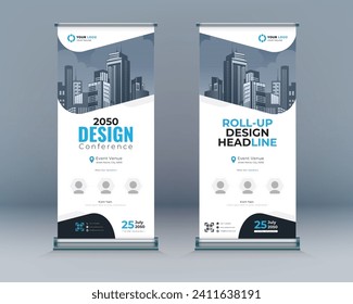 Business Roll up Banner Vertikal Template Design, für Broschüre, Business, Flyer. moderne x-banner- und Flaggenbanner-Werbung. Vektorgrafik (CMYK)