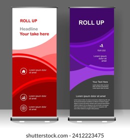 Business Roll up banner vertical template design, for brochure, business, flyer, infographics. modern x-banner and flag-banner advertising. vector illustration