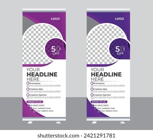 Business Roll up banner vertical template design, for brochure, business, flyer, infographics. modern x-banner and flag-banner advertising. vector illustration.