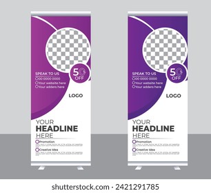 Business Roll up banner vertical template design, for brochure, business, flyer, infographics. modern x-banner and flag-banner advertising. vector illustration.