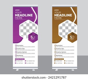 Business Roll up banner vertical template design, for brochure, business, flyer, infographics. modern x-banner and flag-banner advertising. vector illustration.