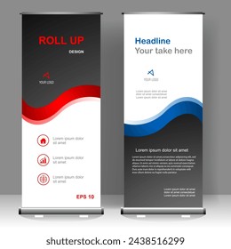 Diseño vertical de la plantilla del banner, para el folleto, el negocio, el volante, las infografías. moderno x-banner y bandera-banner publicitario. ilustración vectorial