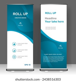 Business Roll up banner vertical template design, for brochure, business, flyer, infographics. modern x-banner and flag-banner advertising. vector illustration