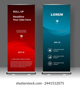 Business Roll up banner vertical template design, for brochure, business, flyer, infographics. modern x-banner and flag-banner advertising. vector illustration