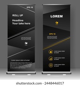 Business Roll up Banner vertikale Vorlage Design, für Broschüre, Business, Flyer, Infografiken. Moderne X-Banner und Flag-Banner Werbung. Vektorillustration