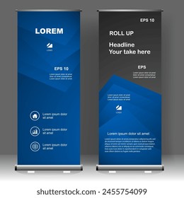 Business Roll up banner vertical template design, for brochure, business, flyer, infographics. modern x-banner and flag-banner advertising. vector illustration