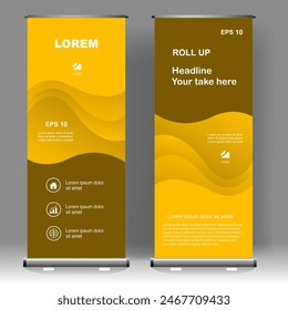Business Roll up banner vertical template design, for brochure, business, flyer, infographics. modern x-banner and flag-banner advertising. vector illustration	