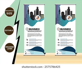 Business Roll up banner vertical template design, for brochure, business, flyer, infographics. modern x-banner and flag-banner advertising. vector illustration