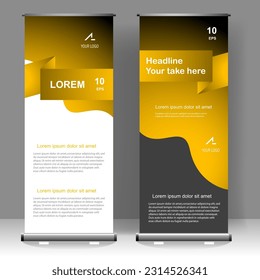 Business Roll up banner wave template design, for brochure, business, flyer, infographics. modern x-banner and flag-banner advertising. vector illustration