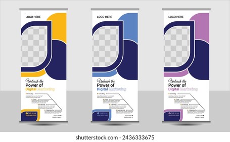 Business roll up banners for marketing, roll up design, Roll up banner design print template, Vector x Banner, 3 colors Banner Template