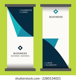 Business Roll Up Banners Two, Standee Design. Banner Template, Abstract Blue Geometric Background vector, flyer, presentation, leaflet, Blue and white