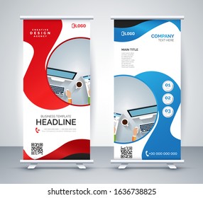 Business Roll Up brochure flyer banner design vertical template vector, cover presentation abstract geometric background, modern publication x-banner and flag-banner, layout in rectangle size