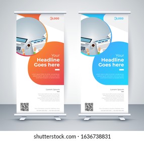 Business Roll Up brochure flyer banner design vertical template vector, cover presentation abstract geometric background, modern publication x-banner and flag-banner, layout in rectangle size