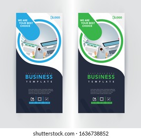 Business Roll Up brochure flyer banner design vertical template vector, cover presentation abstract geometric background, modern publication x-banner and flag-banner, layout in rectangle size