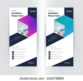 Business Roll Up brochure flyer banner design vertical template vector, cover presentation abstract geometric background, modern publication x-banner and flag-banner, layout in rectangle size