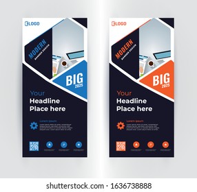 Business Roll Up brochure flyer banner design vertical template vector, cover presentation abstract geometric background, modern publication x-banner and flag-banner, layout in rectangle size