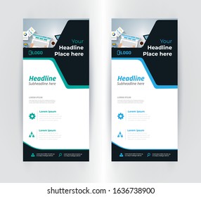 Business Roll Up brochure flyer banner design vertical template vector, cover presentation abstract geometric background, modern publication x-banner and flag-banner, layout in rectangle size