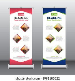 Business Roll Up brochure flyer banner, modern x-banner, abstract background, rectangle size, vector illustration, Standee Design