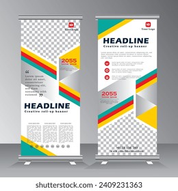  Business Roll Up Design with Image Space, Standee Design, Bannervorlage, Geschäftskonzept und Werbung, Präsentation und Broschüren, Display-Banner, Vektor eps10
