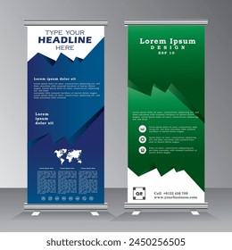 Business roll up design template, standee display promoting, brochure, Corporate sale banner, X-stand, Vertical flag-banner design layout, vector template