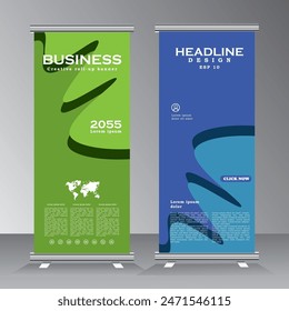 Business Roll-up Design-Vorlage, Standbild-Promotion, Broschüre, Corporate Sound Sale Banner, X-Stand, Vertikales Flag-Banner-Design-Layout, Vektorgrafik-Vorlage