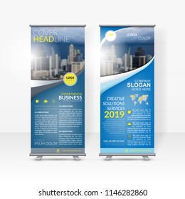 Business roll up design template, X-stand, Vertical flag-banner design layout, standee display promoting, brochure, Corporate flyer sale banner cover presentation in vector template.