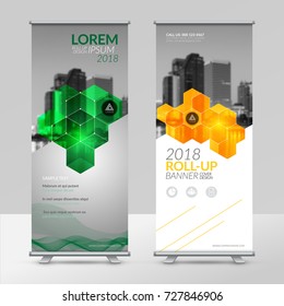 Business roll up design template, X-stand, Vertical flag-banner design layout, standee display promoting, brochure, Corporate flyer sale banner cover presentation in vector template.