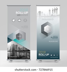 Business roll up design template, X-stand, Vertical flag-banner design layout, standee display promoting, brochure, Corporate flyer sale banner cover presentation in vector template.