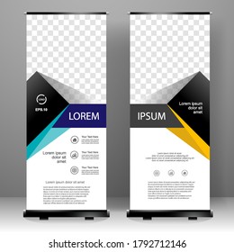 Business Roll up modern standee template design, for Presentation, brochure, flyer, infographics. advertising. vector illustration
