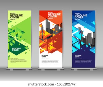 Business Roll Up Set. Banner Template, Abstract Geometric Triangle Background vector.
