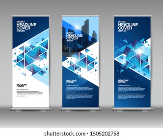 Business Roll Up Set. Banner Template, Abstract Geometric Triangle Background vector.