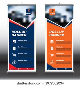 Business Roll Up Set. Standee Design. Banner Template, Abstract Blue  vector, flyer, presentation, , j-flag, x-stand, x-banner, exhibition display