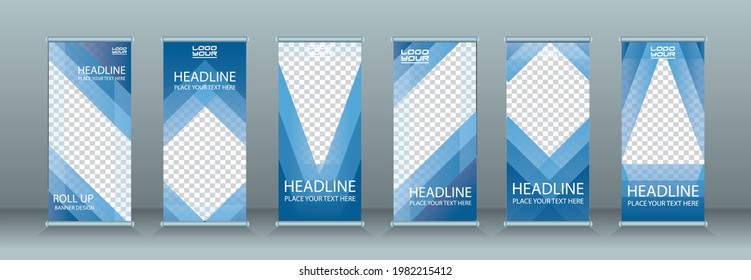 Set zur Unternehmensfortbildung. Standarddesign. Banner-Vorlage, Abstrakter, geometrischer Dreieck-Hintergrund, Vektorgrafik, Flyer, Präsentation, Broschüre, x-Stand, x-banner, Ausstellung-Display transparente Vorlage.