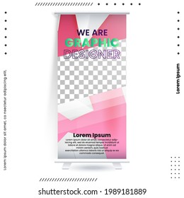Business Roll Up Set. Standee Design. Banner Template, Abstract Blue Geometric Triangle Background vector, flyer, presentation, leaflet, j-flag, x-stand, x-banner, exhibition display