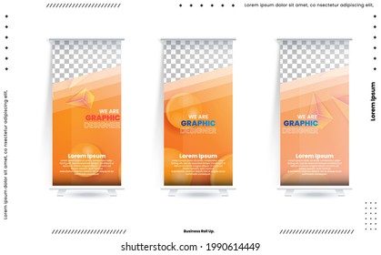 Business Roll Up Set. Standee Design. Banner Template, Abstract Blue Geometric Triangle Background vector, flyer, presentation, leaflet, j-flag, x-stand, x-banner, exhibition display