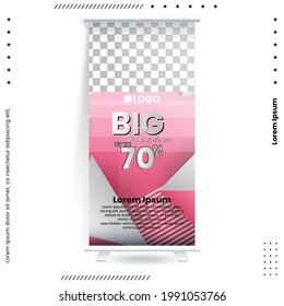 Business Roll Up Set. Standee Design. Banner Template, Abstract Blue Geometric Triangle Background vector, flyer, presentation, leaflet, j-flag, x-stand, x-banner, exhibition display