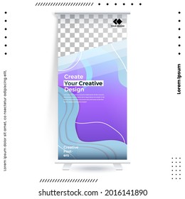 Business Roll Up Set. Standee Design. Banner Template, Abstract Blue Geometric Triangle Background vector, flyer, presentation, leaflet, j-flag, x-stand, x-banner, exhibition display