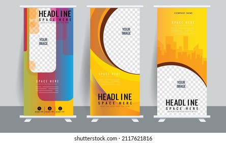 Business Roll Up Set. Standee Design. Banner Template