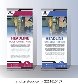 Business Roll Up Set. Standee Design. Banner Template, Abstract Colorful Speech Bubbles vector, flyer, roll up brochure flyer banner design vertical template vector, modern x-banner, and flag-banner, 