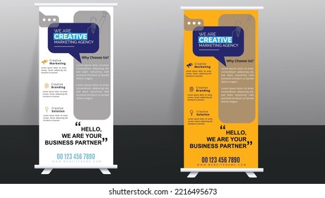 Set zur Unternehmensfortbildung. Standarddesign. Banner-Vorlage, Abstrakte Gelbe und Schwarze Sprachblasen, Vektorgrafik, Flyer, Präsentation, Merkblatt, j-Flag, X-Stand, Ausstellung, soziale Netzwerke, Gesprächsblase