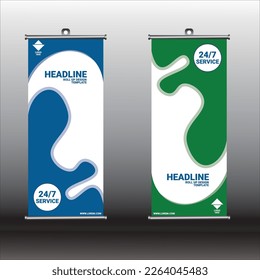 Business Roll Up Set. Standee Design. Banner Template, Abstract Blue Geometric Triangle Background vector, flyer, presentation, leaflet, j-flag, x-stand, x-banner, exhibition display,Business Roll Up 