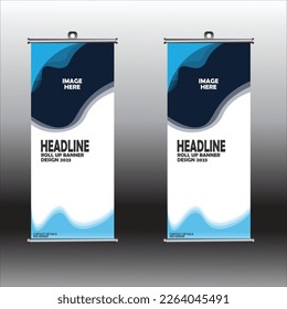 Business Roll Up Set. Standee Design. Banner Template, Abstract Blue Geometric Triangle Background vector, flyer, presentation, leaflet, j-flag, x-stand, x-banner, exhibition display,Business Roll Up 