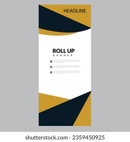 Business Roll Up Set. Standee Design. Banner Template, Abstract Blue Geometric Triangle Background vector