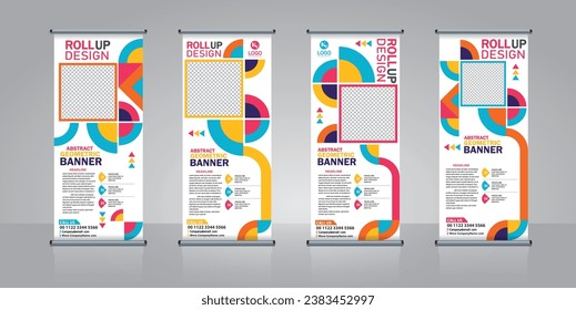 Business Roll Up Set. Standee Design with geometric shapes