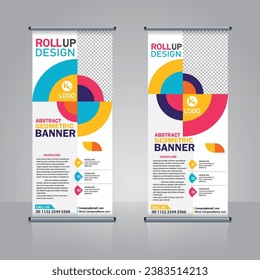 Business Roll Up Set. Standee Design with geometric shapes