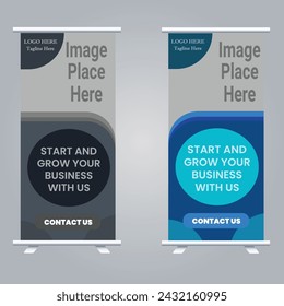 Business Roll Up Set. Standee Design. Banner Design , Abstract Blue and black Background Vector Banner Template.