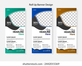 Business Roll Up Set. Standee Design. Banner Template, vector
