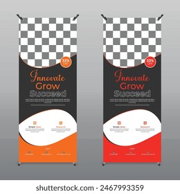 Business Roll Up Set. Standee Design. Banner Template, Abstract Yellow Geometric Triangle Background vector, flyer, presentation, leaflet, j-flag, x-stand, x-banner, exhibition display
