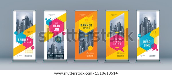 Business Roll Up Set. Standee Design. Banner\
Template, Abstract Colorful Speech Bubbles vector, flyer,\
presentation, leaflet, j-flag, x-stand, exhibition display, social,\
talk bubbles