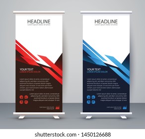 business roll up standee design banner template presentation and brochure flyer vector illustration web